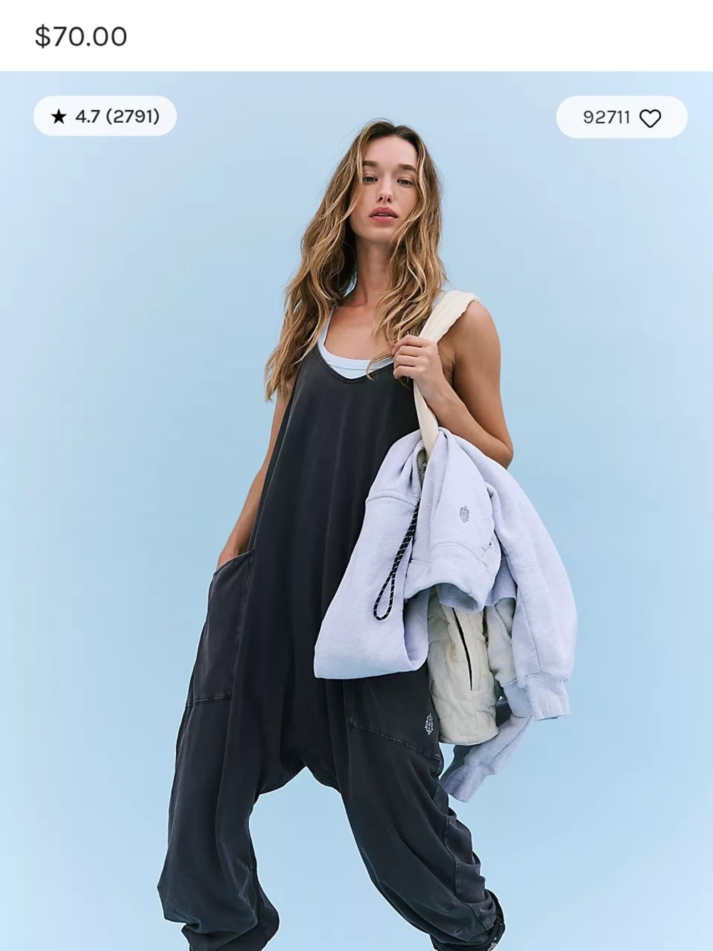 Free People Black Oversized Swim Cover-Up Jumpsuit